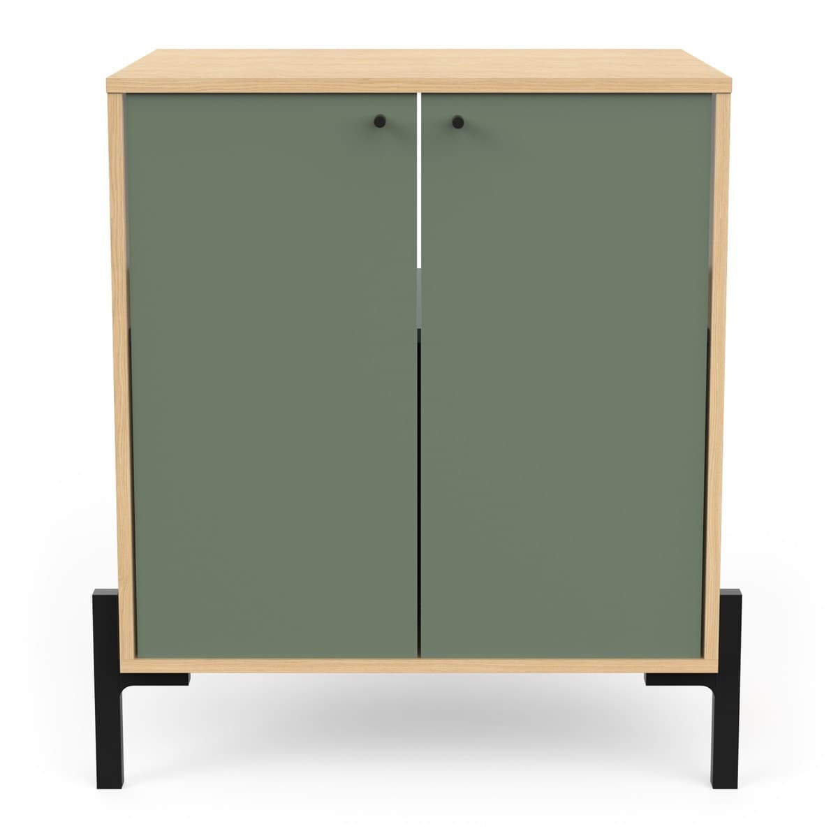 Meuble sous vasque 2 portes L69,2 cm - ELISA - Couleur : Vert et chêne - MDF - Calicosy