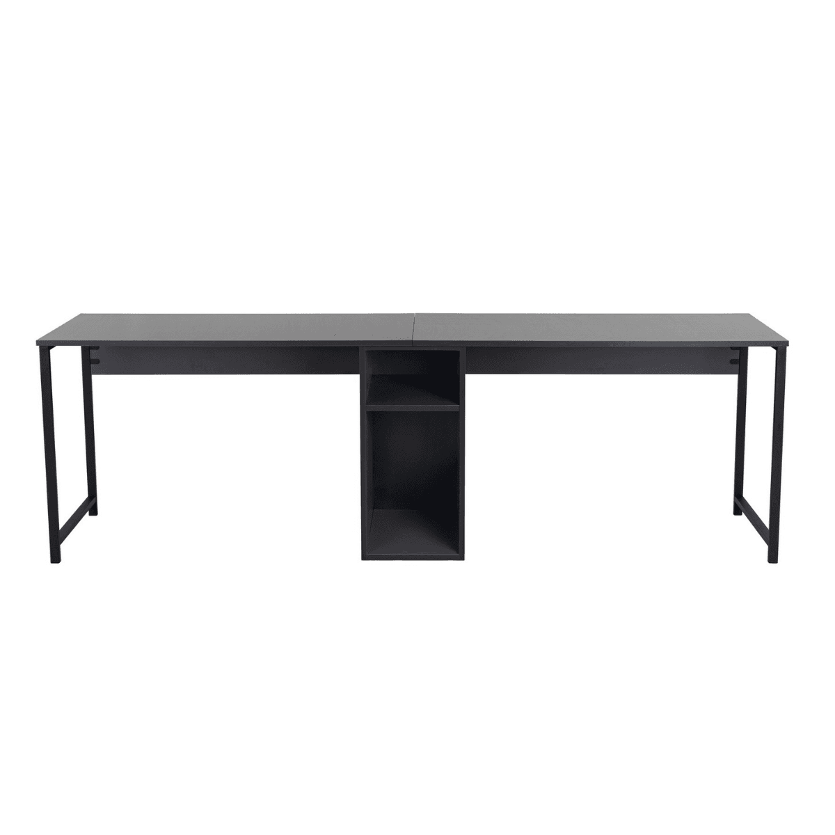 Bureau double L240 cm - TWIN - Couleur : Anthracite / Noir - Panneaux de particules - Calicosy