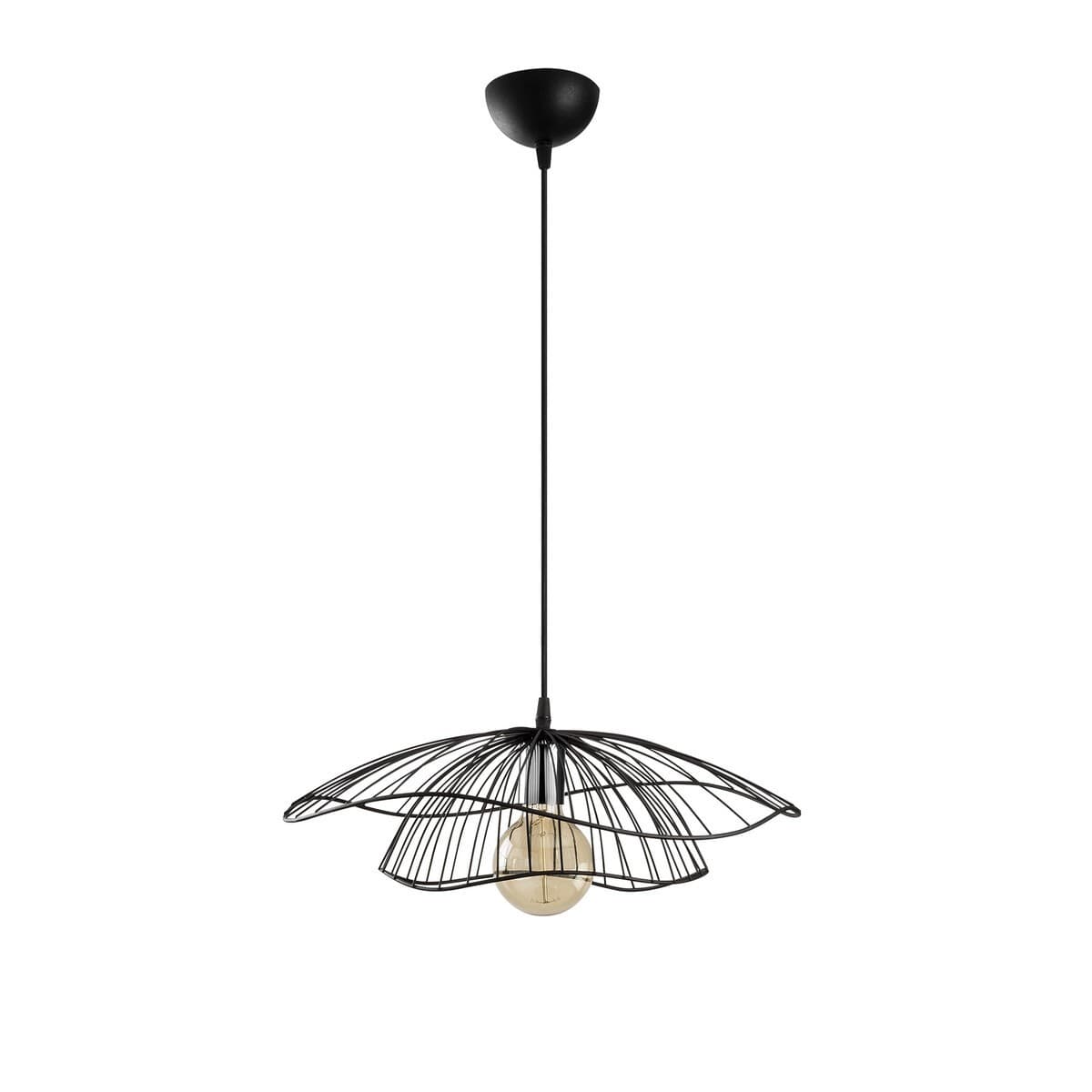 Suspension filaire en métal D50 cm - FLEUR - Couleur : Noir - Métal - Calicosy