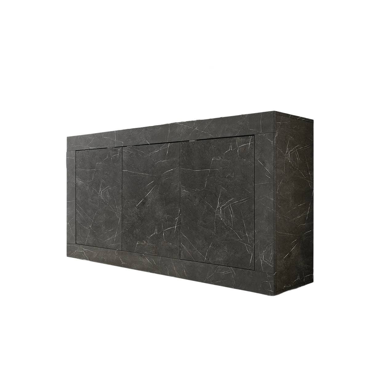 Buffet 3 portes Initial - L160 cm - Couleur : Noir - Panneaux de particules - Calicosy