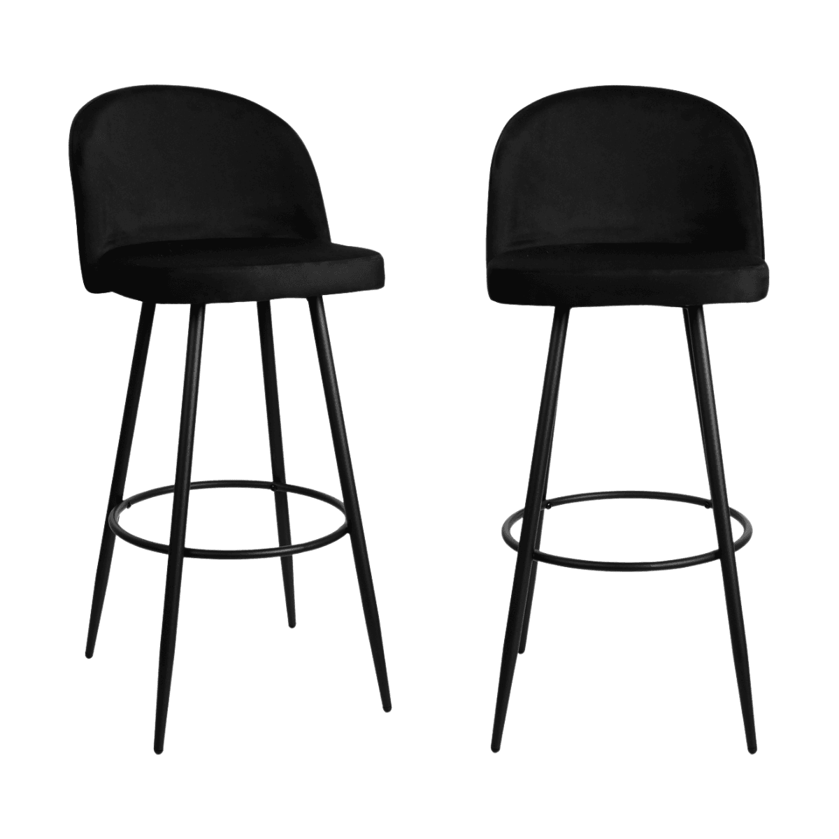 Lot de 2 chaises de bar velours L52 cm - HOUNDI - Couleur : Noir - Tissu - Calicosy