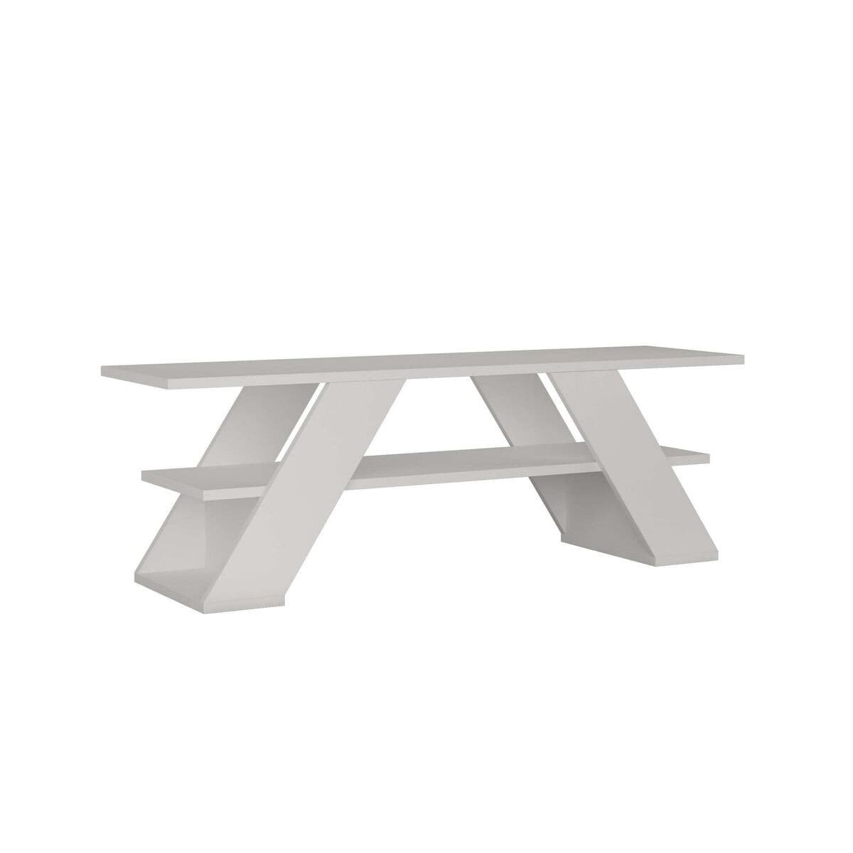 Meuble TV 3 étagères L120 cm - Farfalla - Couleur : Blanc - Panneaux de particules - Calicosy