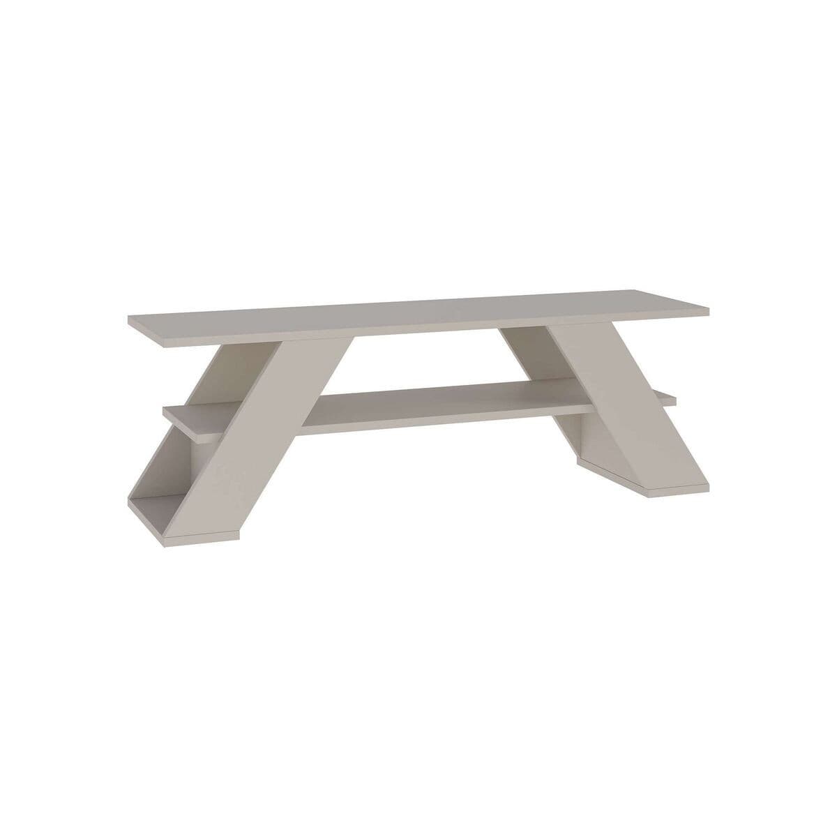 Meuble TV 3 étagères L120 cm - Farfalla - Couleur : Beige - Panneaux de particules - Calicosy