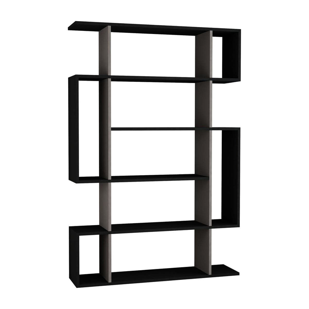 Etagère bibliothèque H161 cm - MITO - Couleur : Gris anthracite/ marron - Panneaux de particules - Calicosy