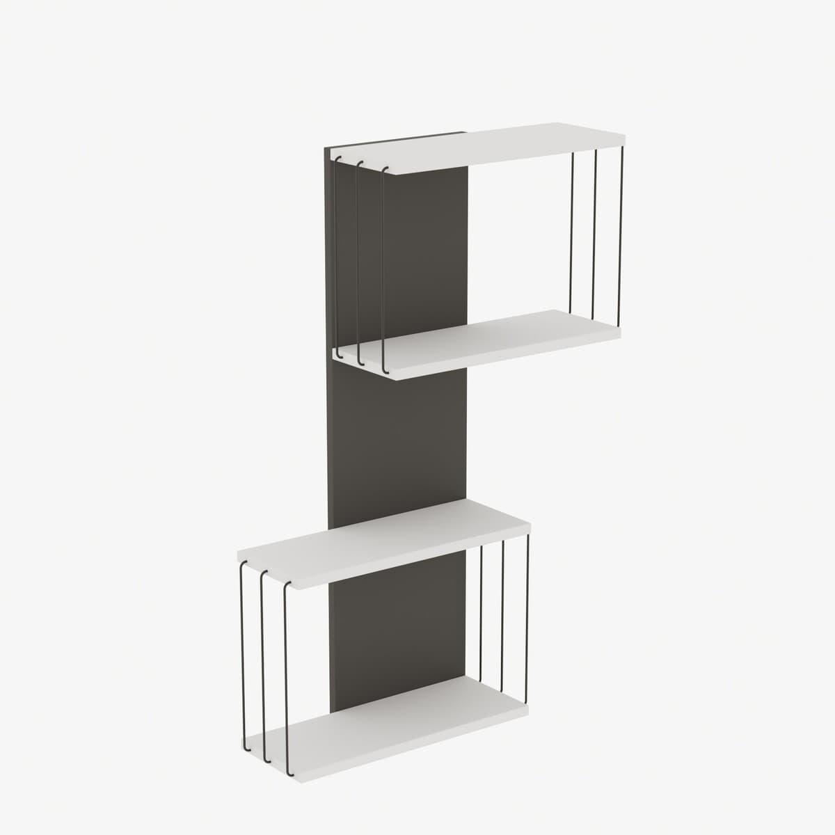 Etagère murale avec 2 niches H96 cm  DESTAN - Couleur : Blanc - Panneaux de particules - Calicosy