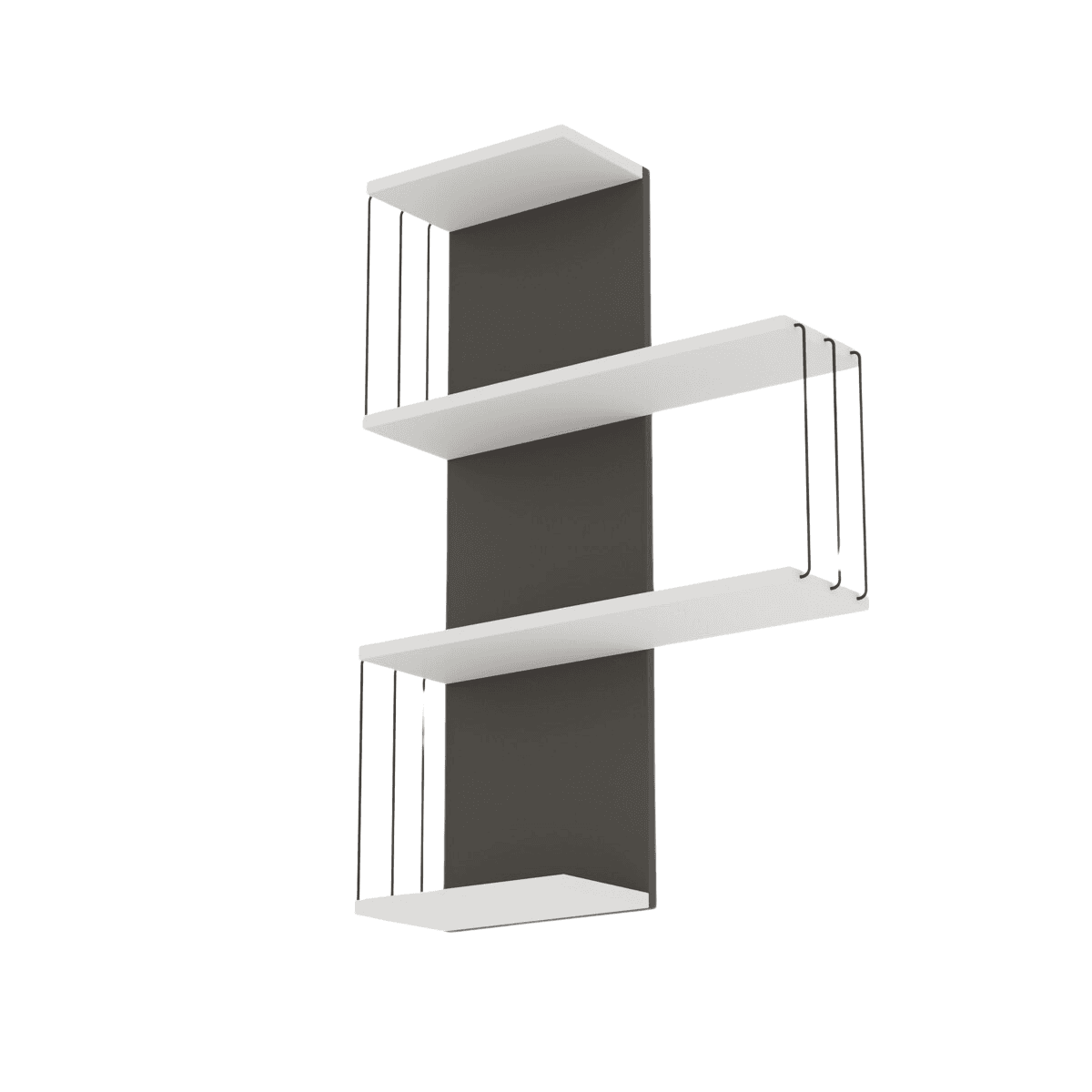 Etagère murale 4 tablettes H96 cm - CAMBEL - Couleur : Blanc / Gris - Panneaux de particules - Calicosy