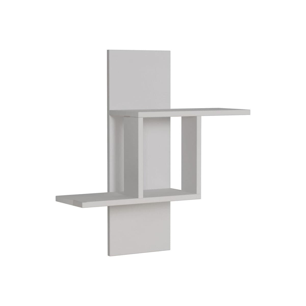 Etagère murale 2 tablettes H70 cm - MILL - Couleur : Blanc - Panneaux de particules - Calicosy