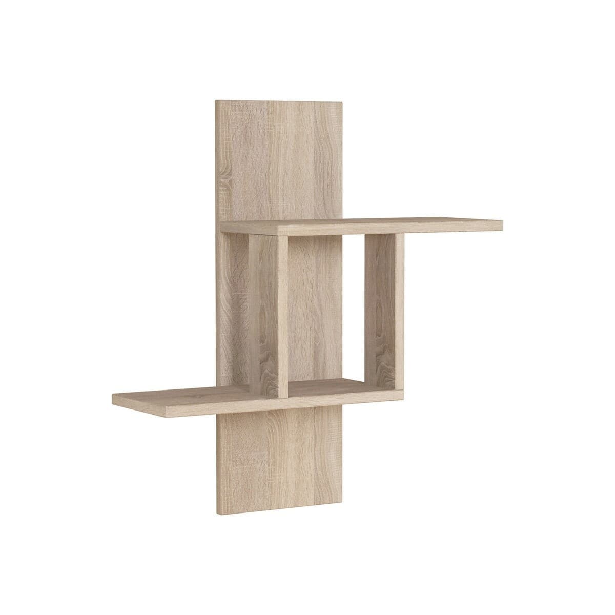 Etagère murale 2 tablettes H70 cm - MILL - Couleur : Chêne - Panneaux de particules - Calicosy