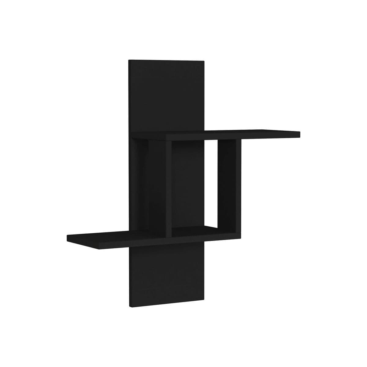Etagère murale 2 tablettes H70 cm - MILL - Couleur : Gris anthracite - Panneaux de particules - Calicosy