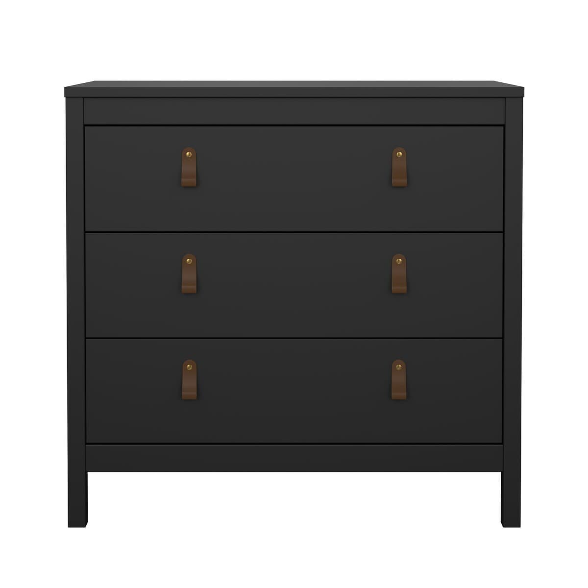 Commode 3 tiroirs noir mat L82,3 cm - BARCELONE - Panneaux de particules - Calicosy