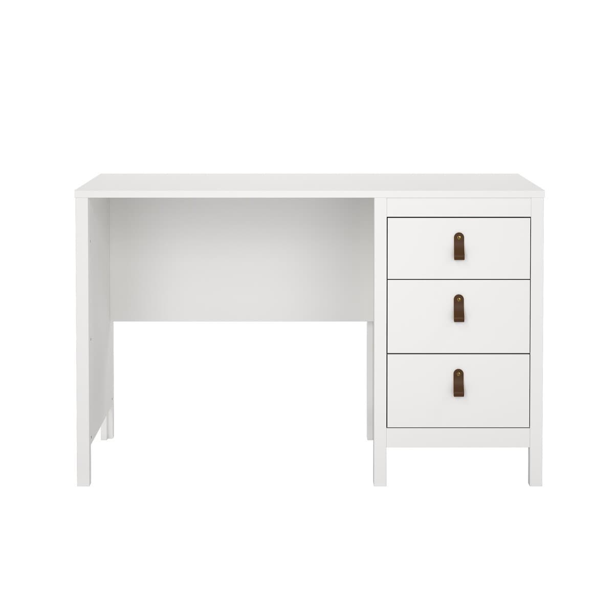 Bureau 3 tiroirs L120,4 cm - BARCELONE - Couleur : Blanc - Panneaux de particules - Calicosy