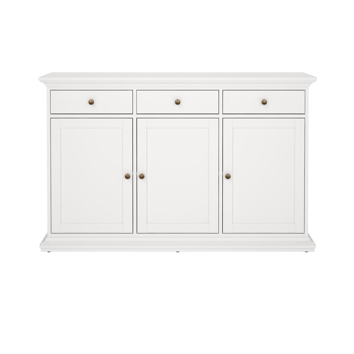 Buffet 3 portes et 3 tiroirs L143,7 cm - SOFIA - Couleur : Blanc - Panneaux de particules - Calicosy