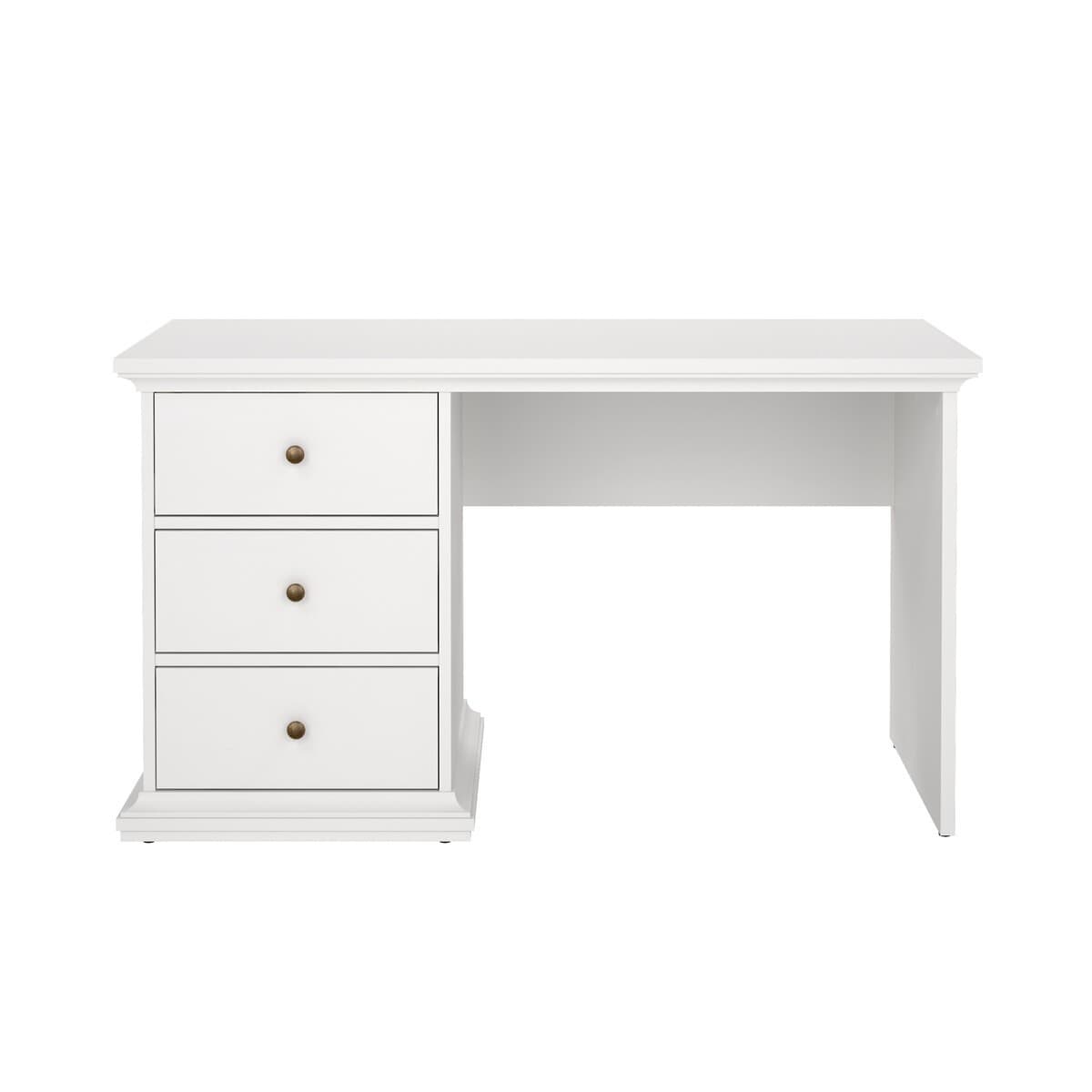 Bureau 3 tiroirs blanc L130 cm - SOFIA - Panneaux de particules - Calicosy