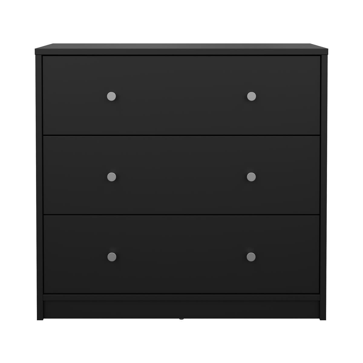 Commode 3 tiroirs L72,4 cm - LISE - Couleur : Noir - Panneaux de particules - Calicosy