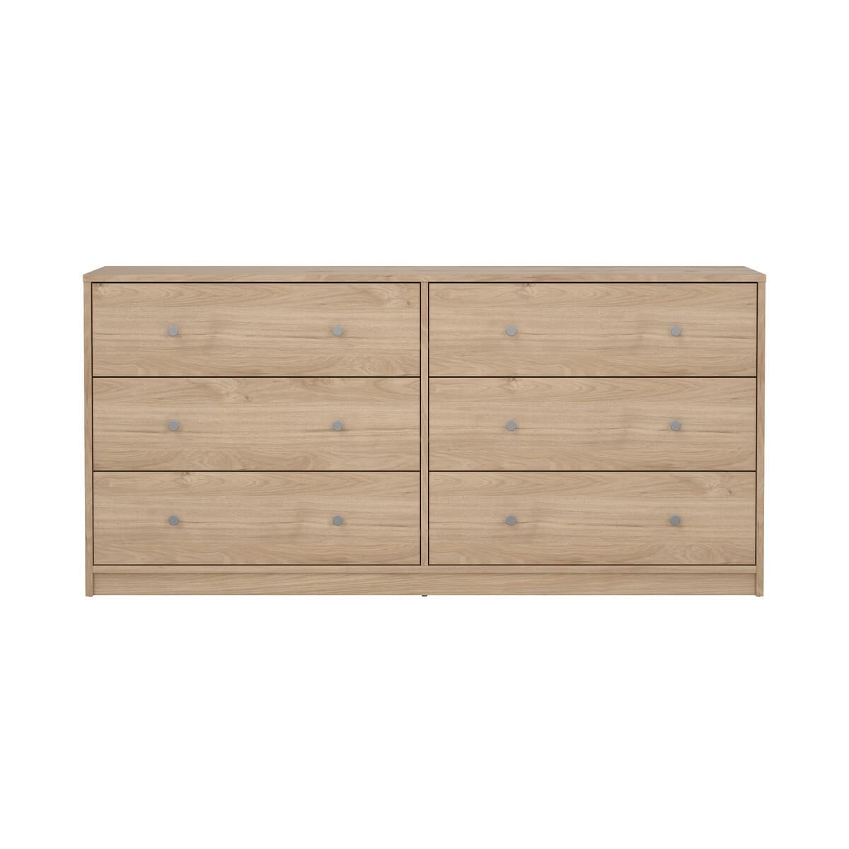 Commode 6 tiroirs L143cm - LISE - Couleur : Bois clair - Panneaux de particules - Calicosy
