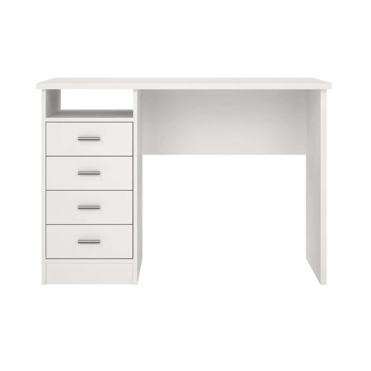 Bureau 4 tiroirs L110 cm - FUNCTION - Couleur : Blanc - Panneaux de particules - Calicosy