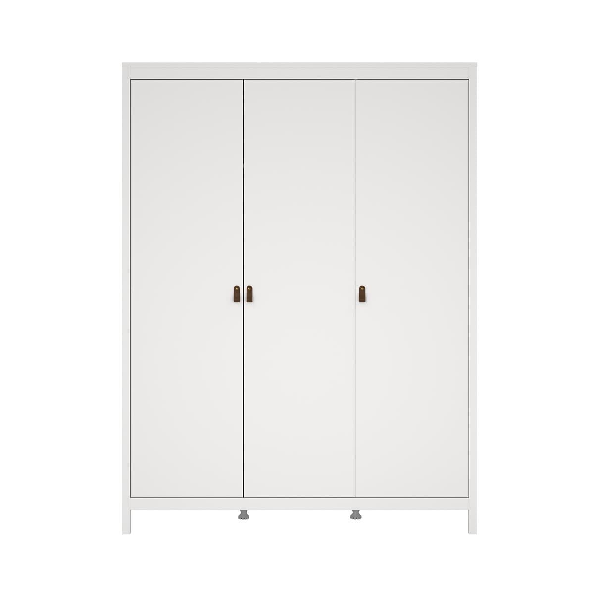Armoire 3 portes L150 cm - BARCELONE - Couleur : Blanc - Panneaux de particules - Calicosy