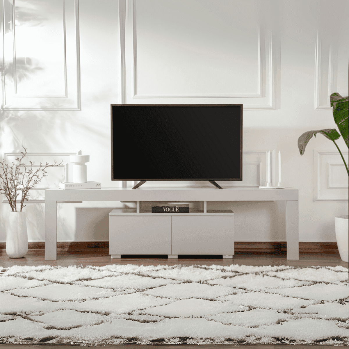 Meuble TV 2 portes rabattables L180 cm - ENCLAVE - Calicosy