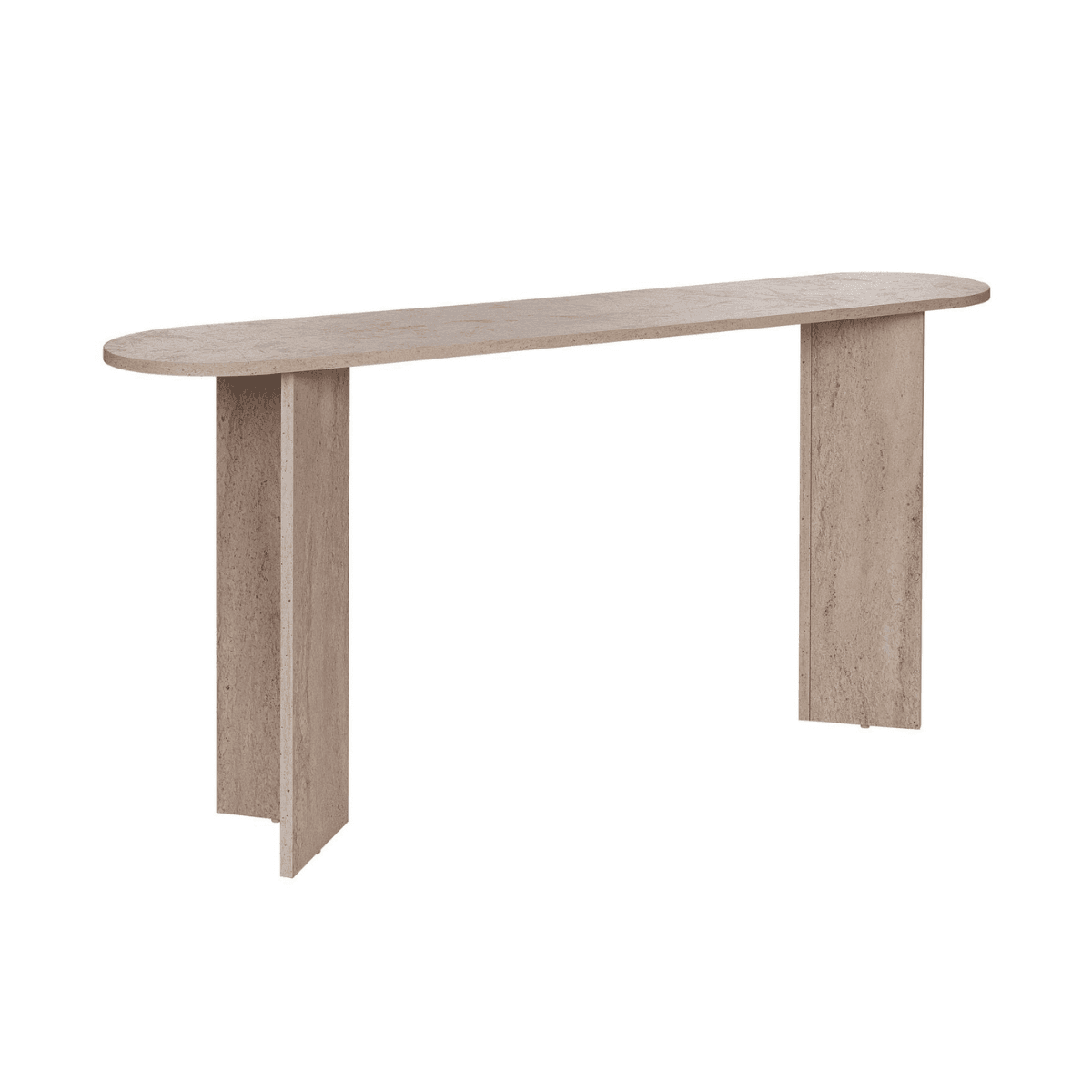 Console avec deux pieds L150 cm - SIRA - Couleur : Travertin - Panneaux de particules - Calicosy