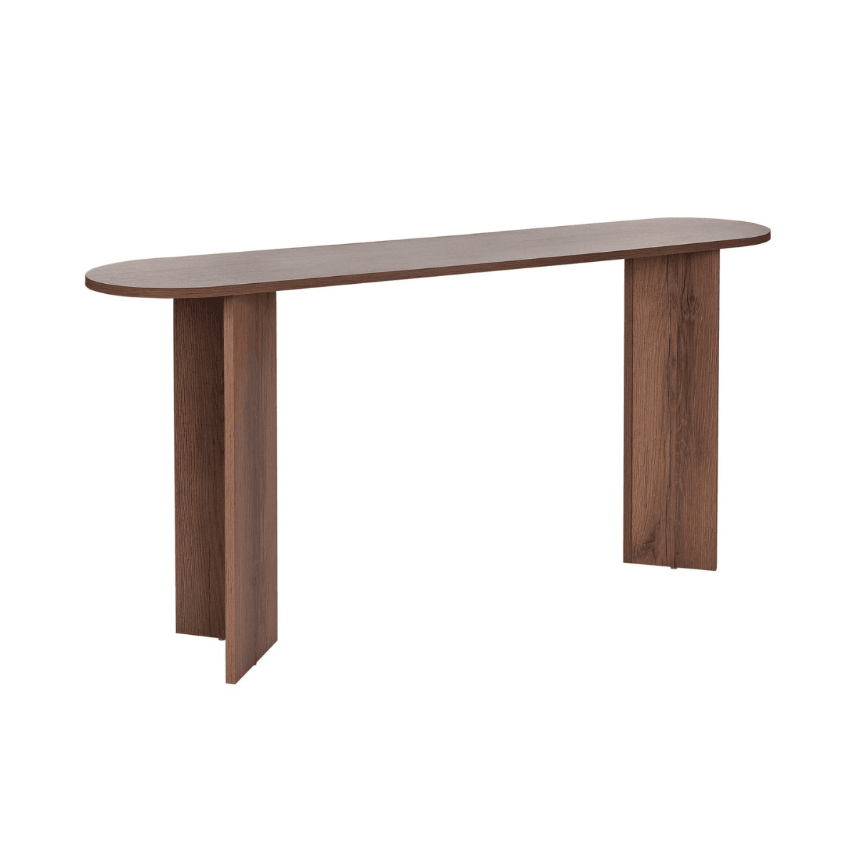 Console avec deux pieds L150 cm - SIRA - Couleur : Noyer - Panneaux de particules - Calicosy