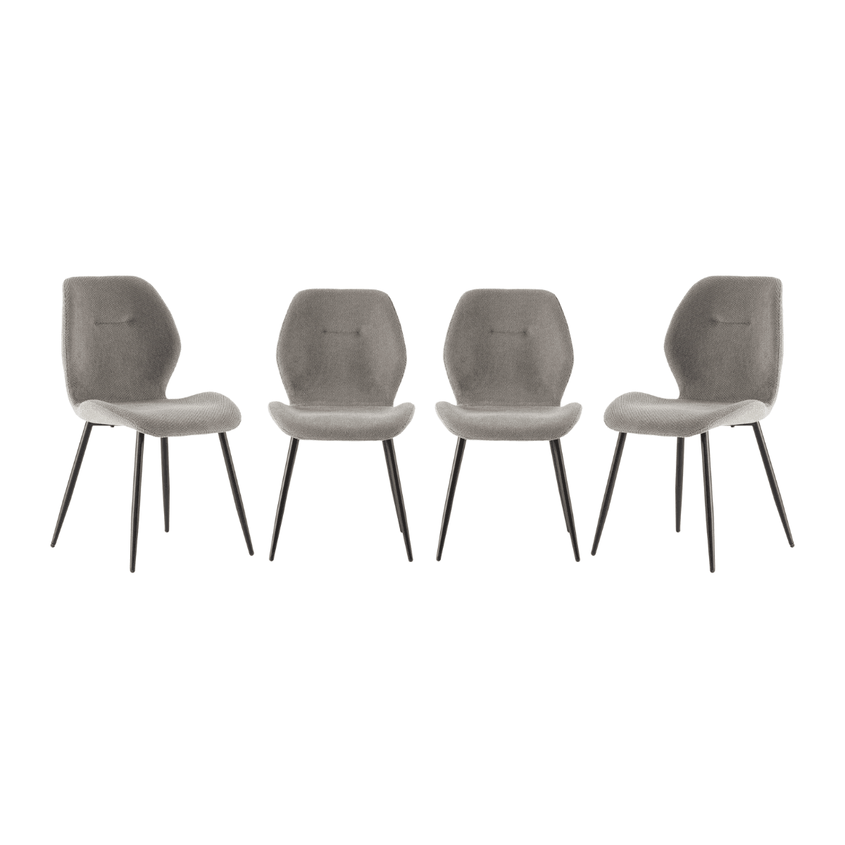 Lot de 4 chaises en tissu H86 cm - ASHLEY - Couleur : Gris - Tissu - Calicosy
