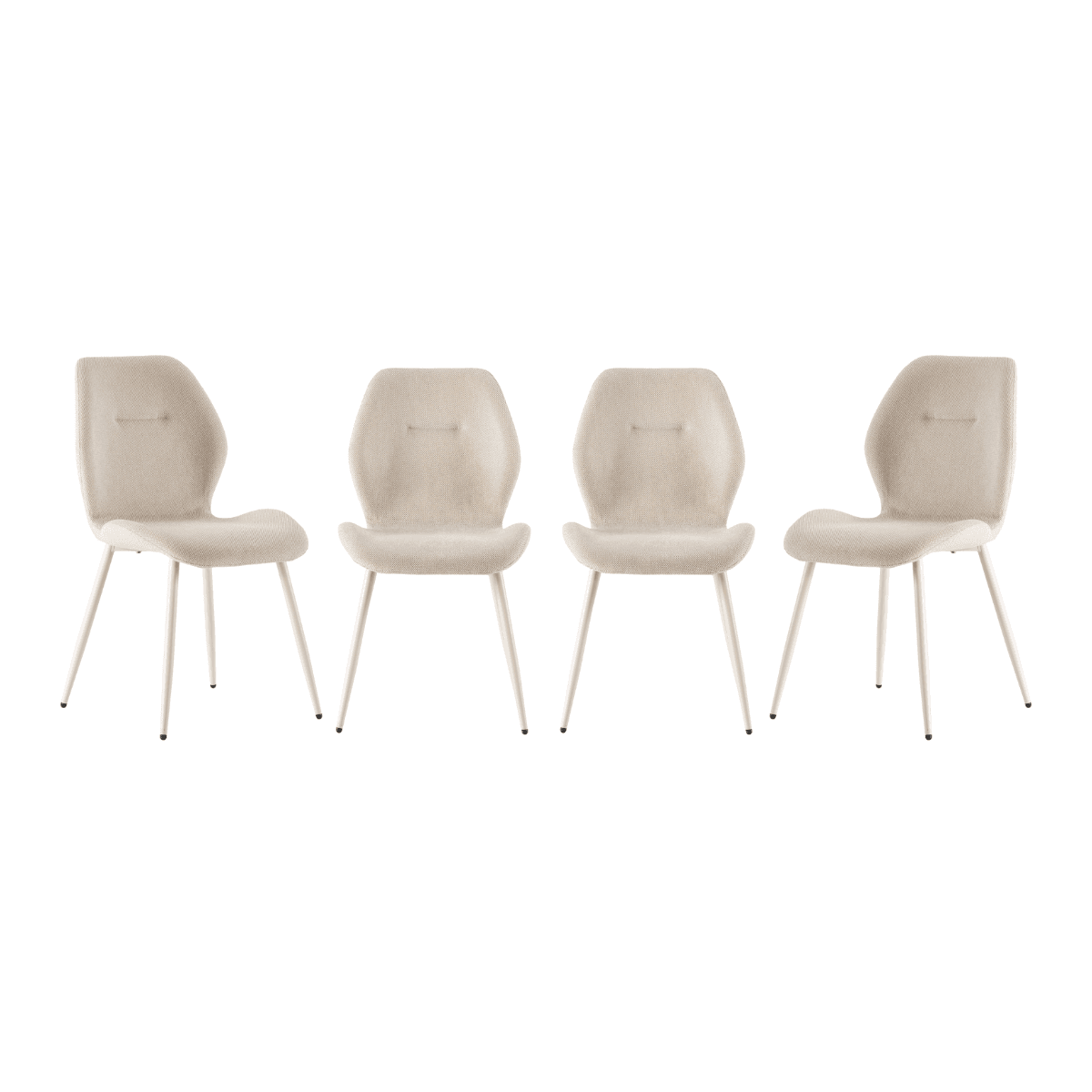 Lot de 4 chaises en tissu H86 cm - ASHLEY - Couleur : Crème - Tissu - Calicosy