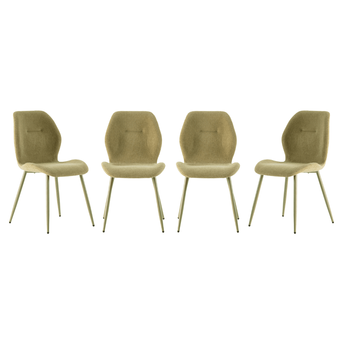Lot de 4 chaises en tissu H86 cm - ASHLEY - Couleur : Vert - Tissu - Calicosy