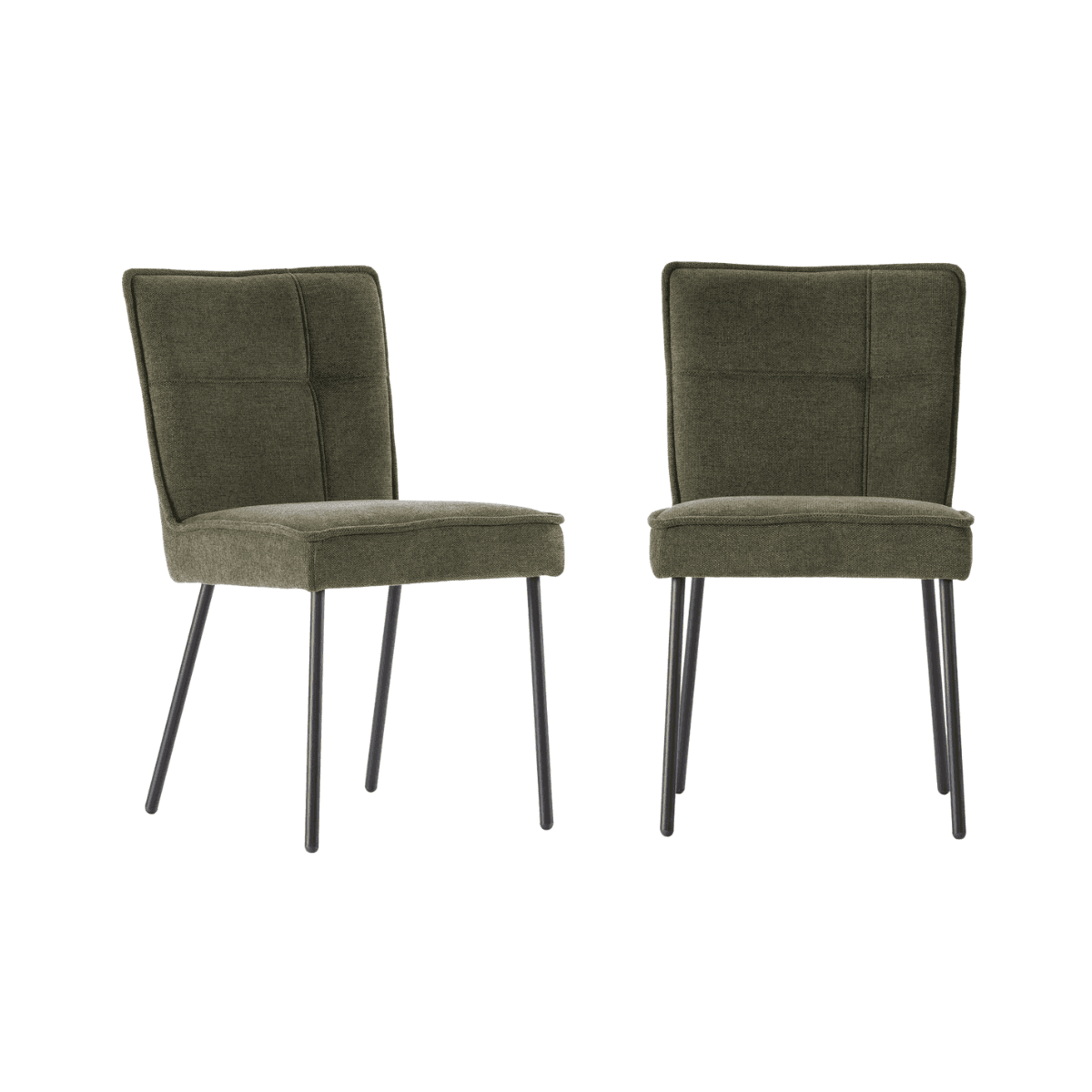Lot de 2 chaises en tissu H84 cm - ELINA - Couleur : Vert - Tissu - Calicosy