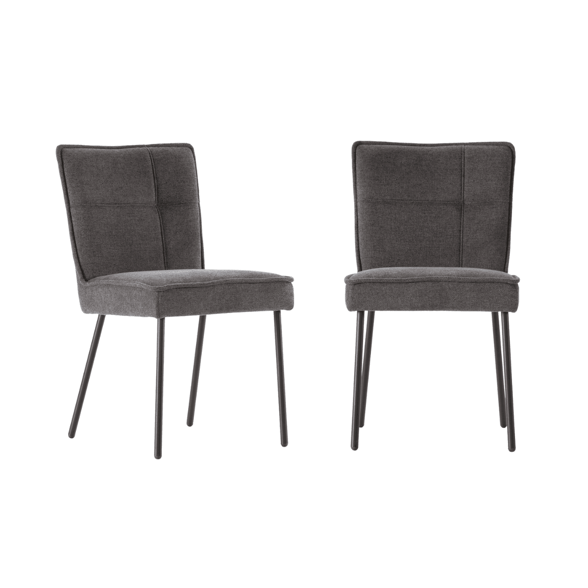 Lot de 2 chaises en tissu H84 cm - ELINA - Couleur : Gris foncé - Tissu - Calicosy