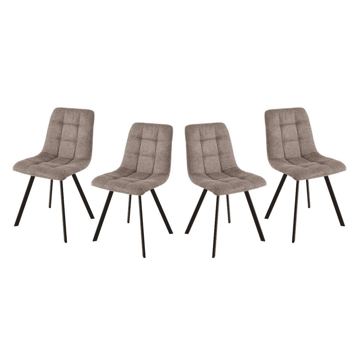 Lot de 4 chaises matelassées tissu chiné CHILLI - Couleur : Marron - Panneaux de particules - Calicosy