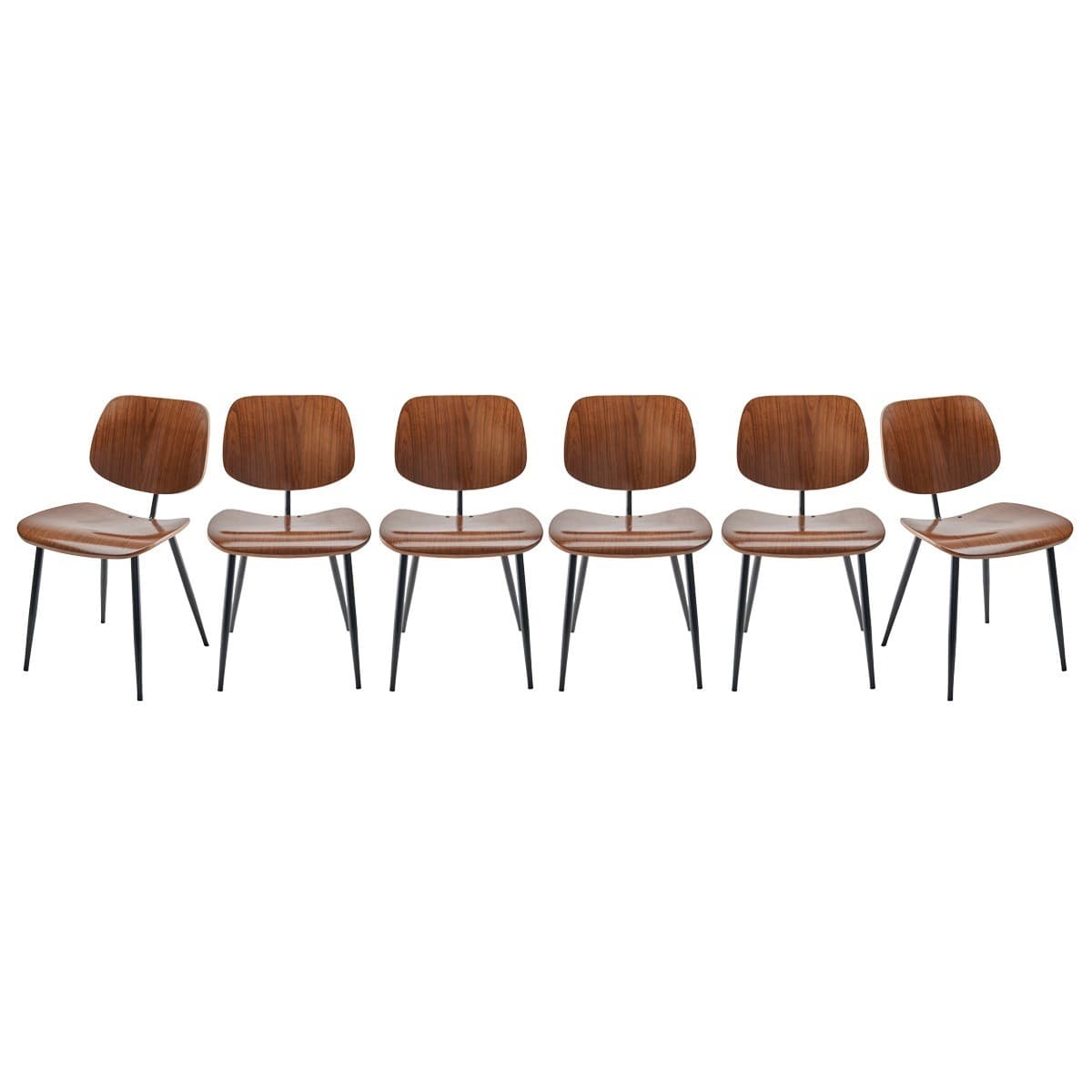 Lot de 6 Chaises finition noyer - OLYMPIA - Bois - Calicosy