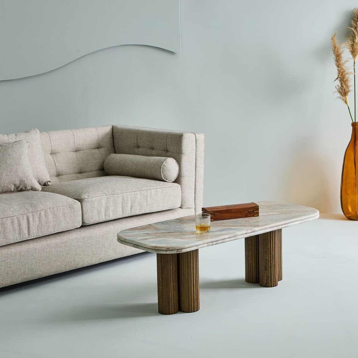 Table basse avec plateau en marbre - BUREN - Calicosy