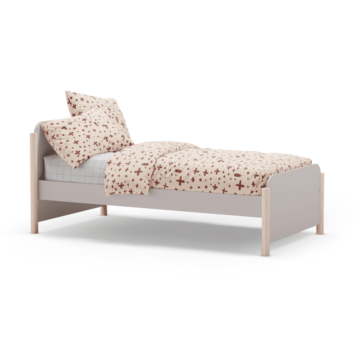 Lit couchage 90x190 cm formes arrondies - DAPHNÉ - Couleur : Crème - MDF - Calicosy
