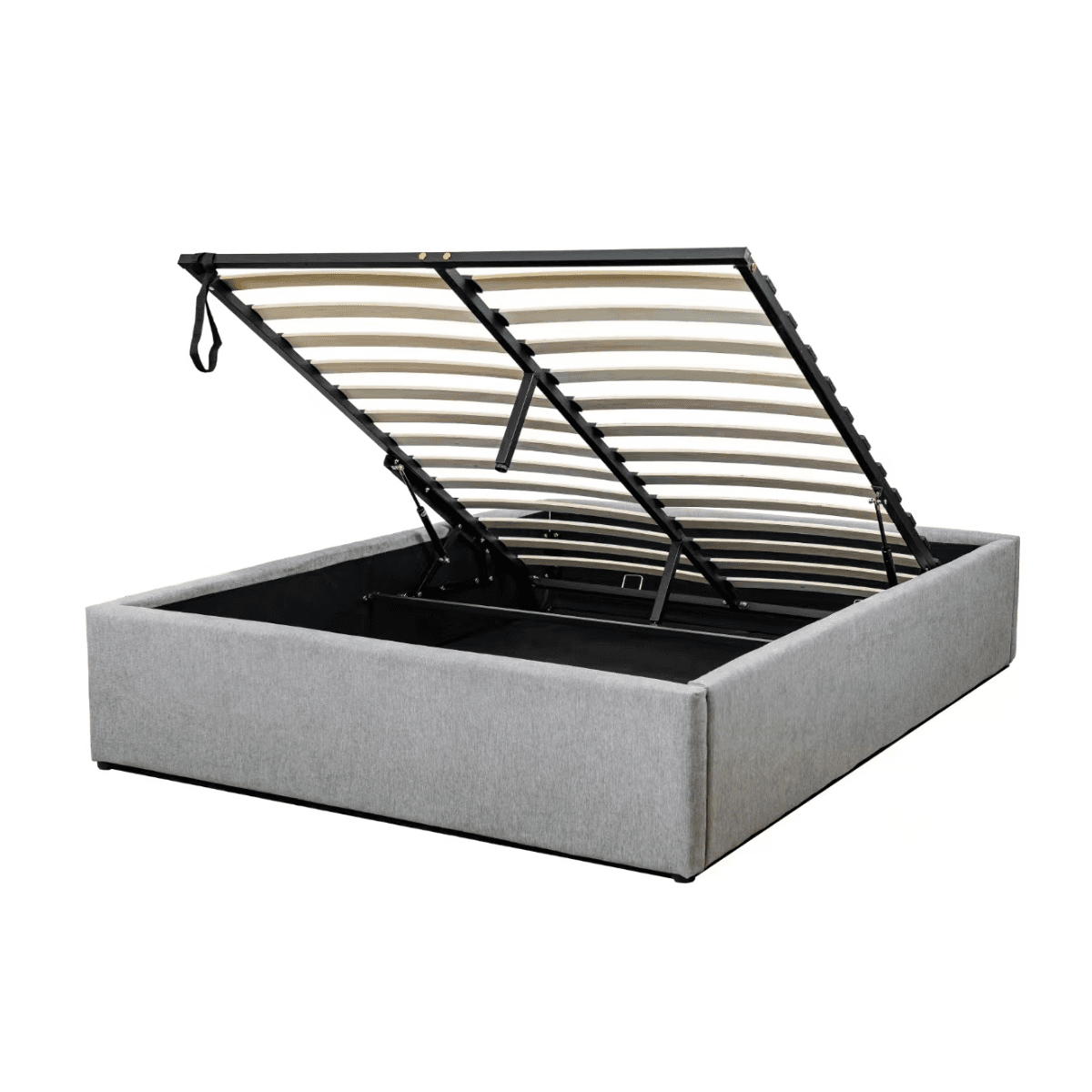Lit coffre 140x190 cm en tissu gris - ALBA - Contreplaqué - Calicosy
