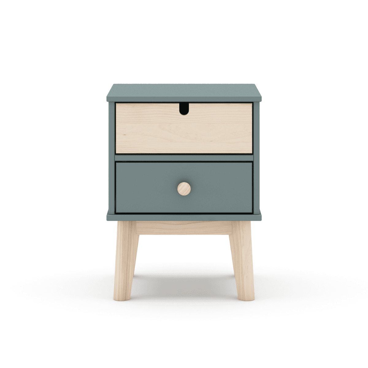 Chevet 2 tiroirs L40 cm - LÉONIE - Couleur : Vert kaki - MDF - Calicosy