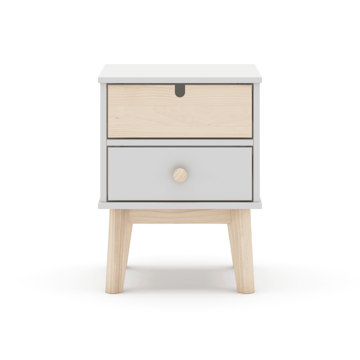 Chevet 2 tiroirs L40 cm - LÉONIE - Couleur : Blanc - MDF - Calicosy