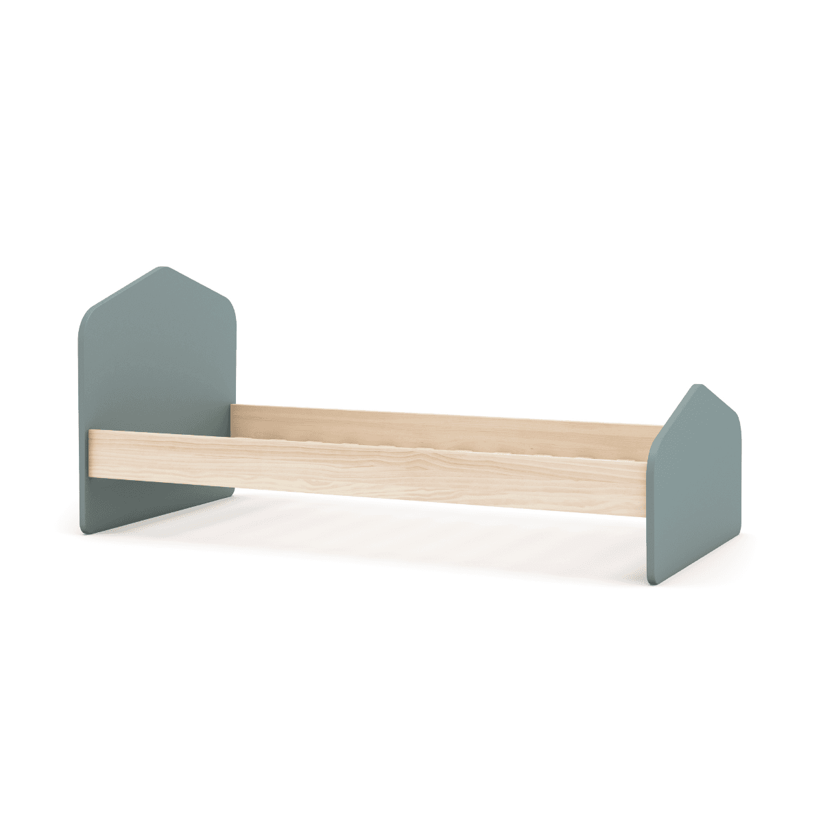 Lit couchage 90x190 cm - LÉONIE - Couleur : Vert kaki - MDF - Calicosy