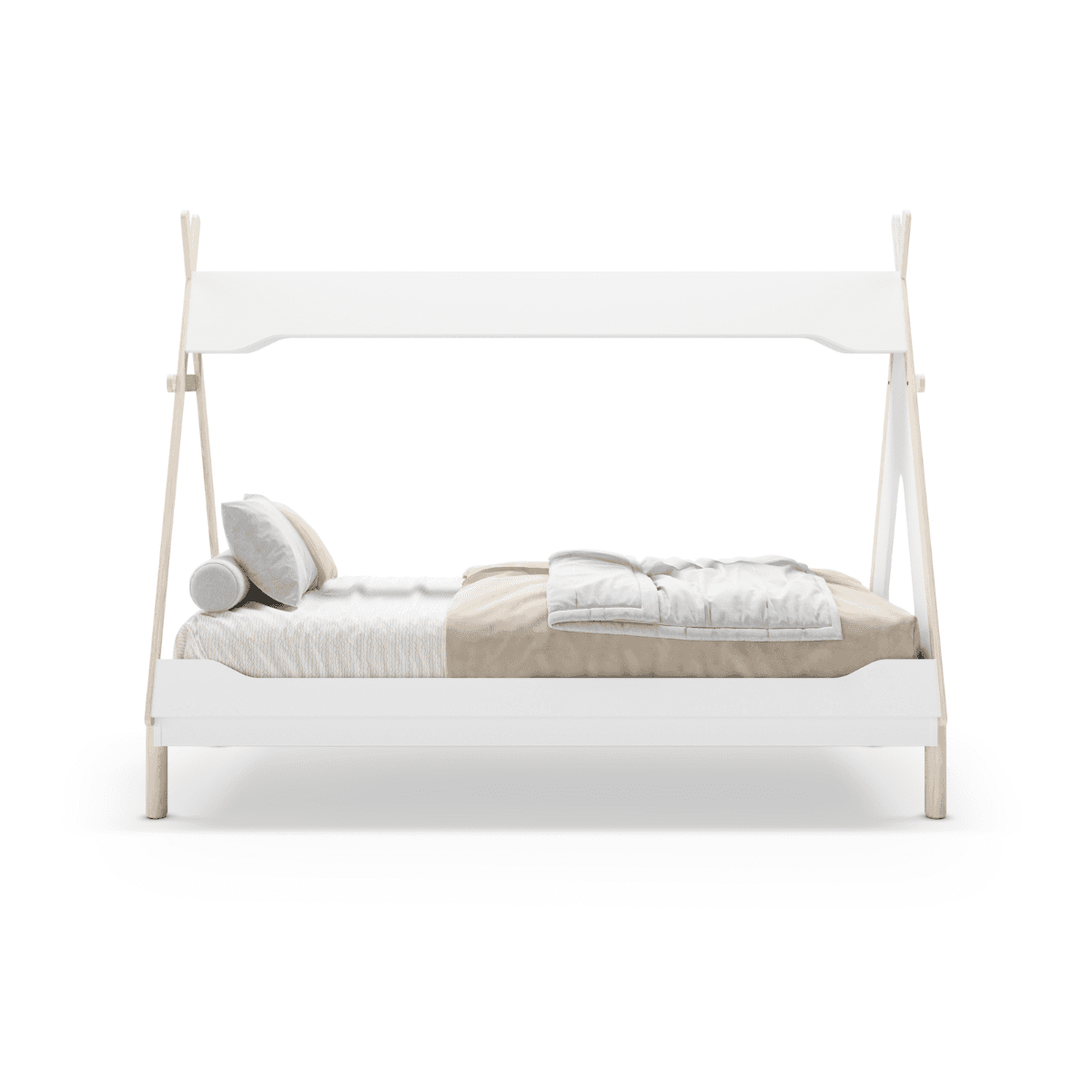 Lit cabane tipi 90x190 cm modulable LOU - Couleur : Blanc - MDF - Calicosy