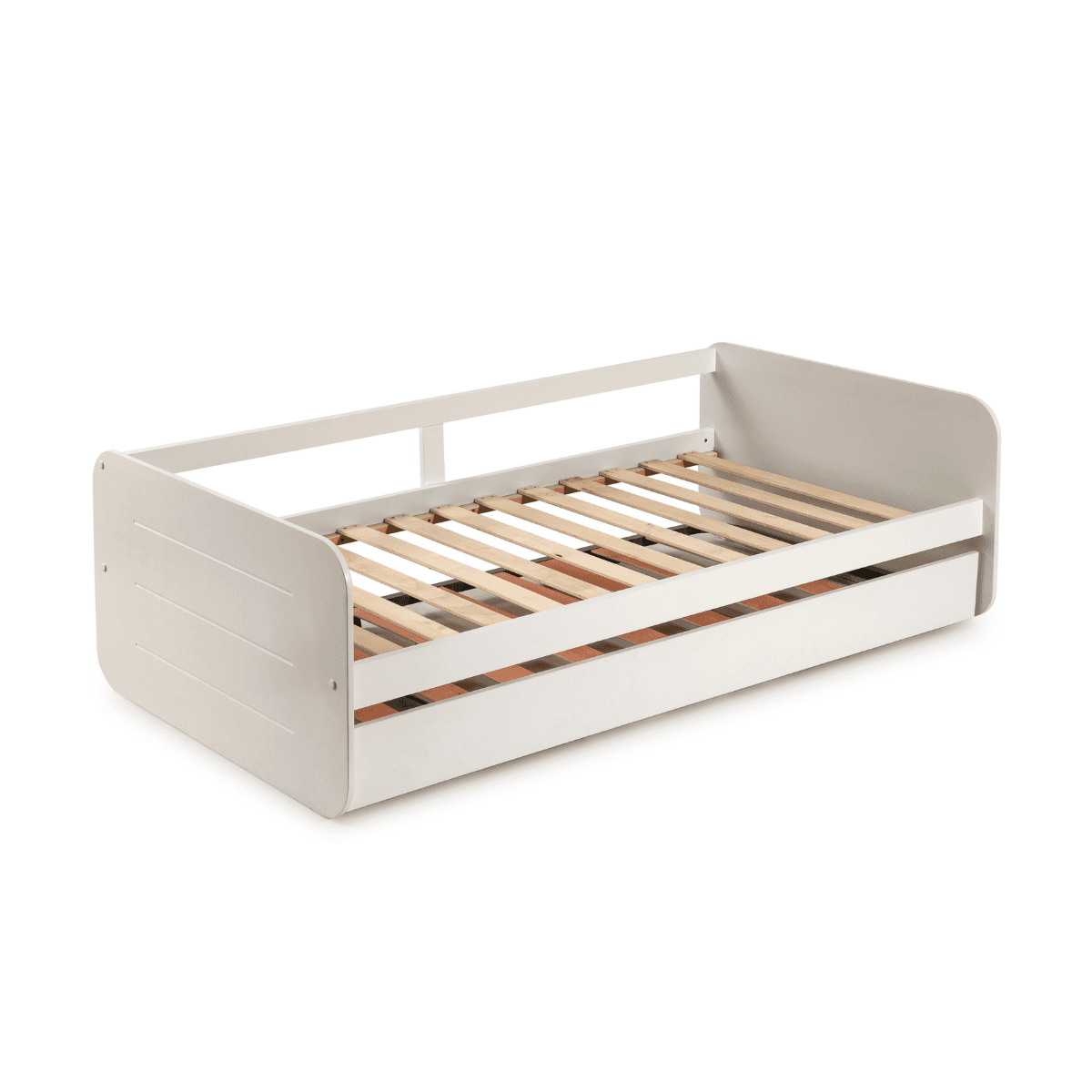 Lit gigogne couchages 90x190 cm - NAHIA - Couleur : Blanc - MDF - Calicosy