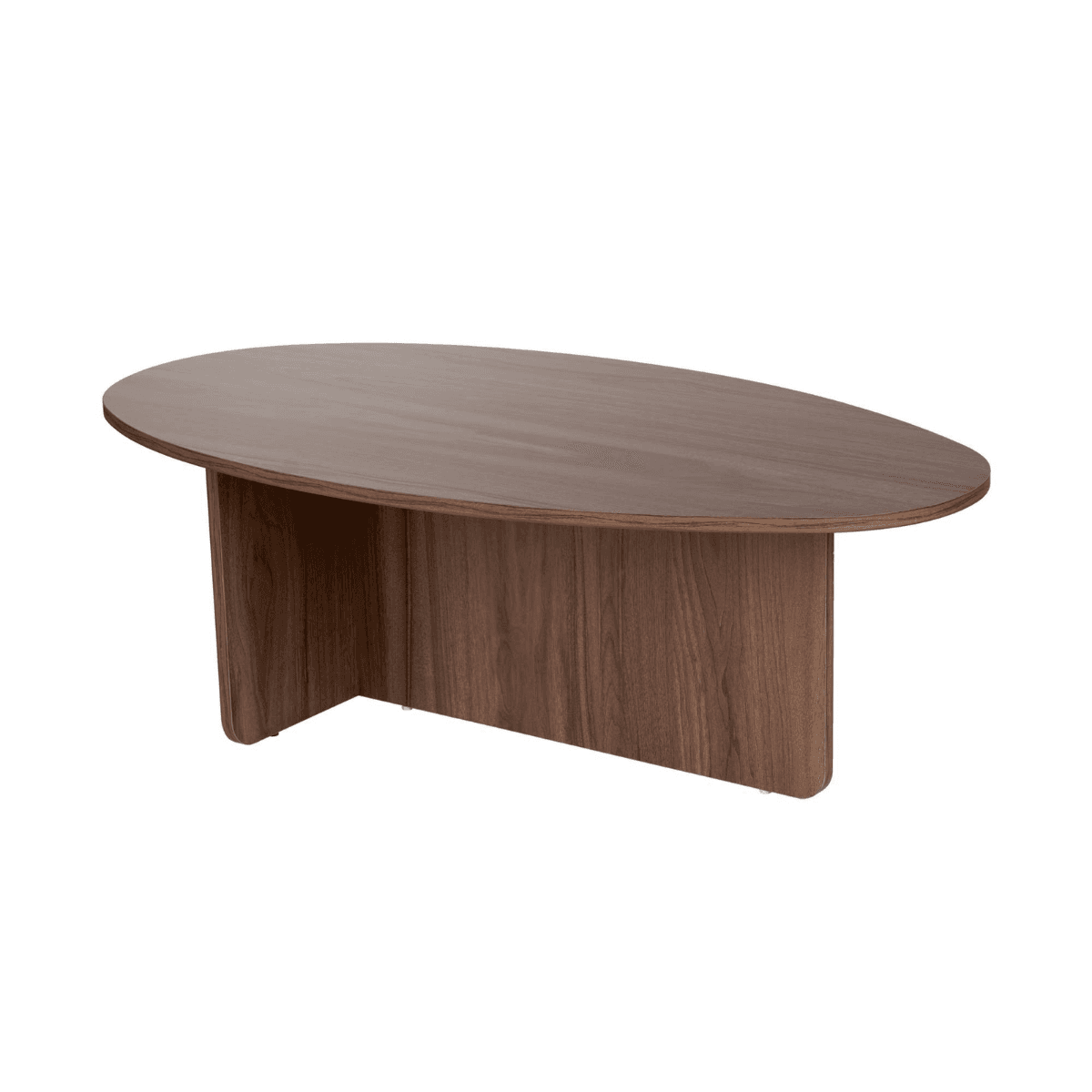 Table basse avec plateau ovale L120 cm - ANNA - Couleur : Noyer - Panneaux de particules - Calicosy