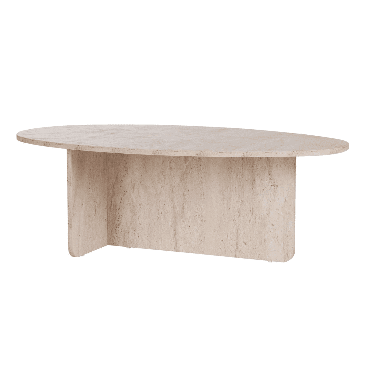 Table basse avec plateau ovale L120 cm - ANNA - Couleur : Travertin - Panneaux de particules - Calicosy