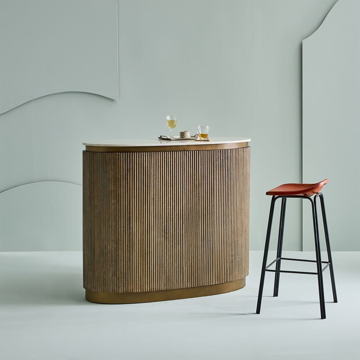 Comptoir en manguier et marbre BUREN - Bois massif - Calicosy