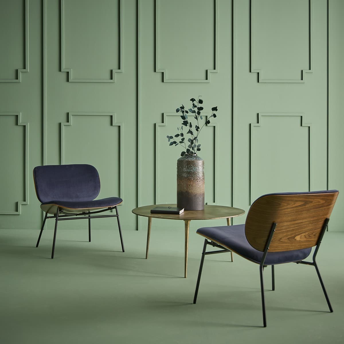 Fauteuil en velours bleu SERGE - Calicosy