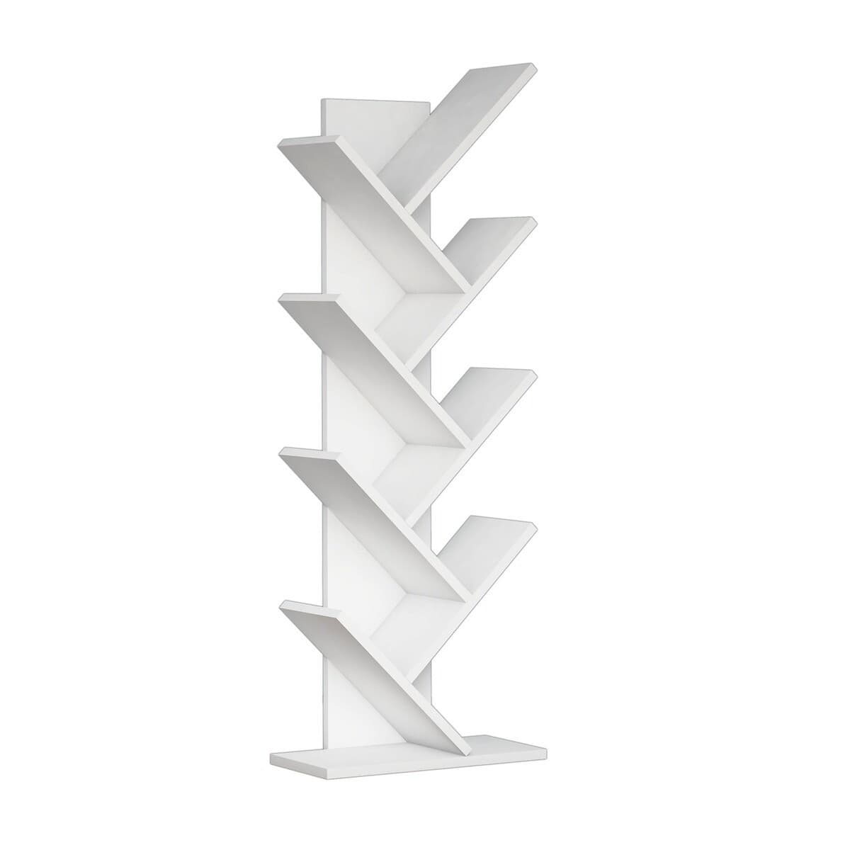 Etagère bibliothèque 8 tablettes H128,5 cm - AUBE - Couleur : Blanc - Panneaux de particules - Calicosy