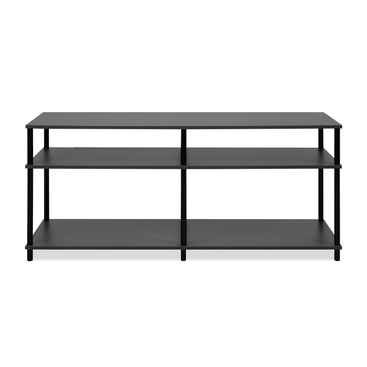 Meuble TV 4 niches ouvertes L140 cm - NÉO - Couleur : Gris/ Noir - MDF - Calicosy