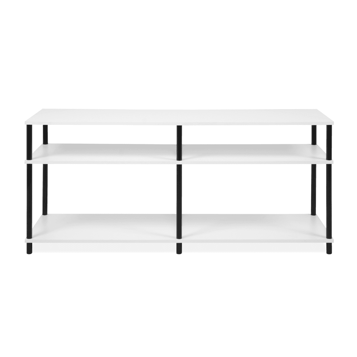 Meuble TV 4 niches ouvertes L140 cm - NÉO - Couleur : Blanc/ Noir - MDF - Calicosy