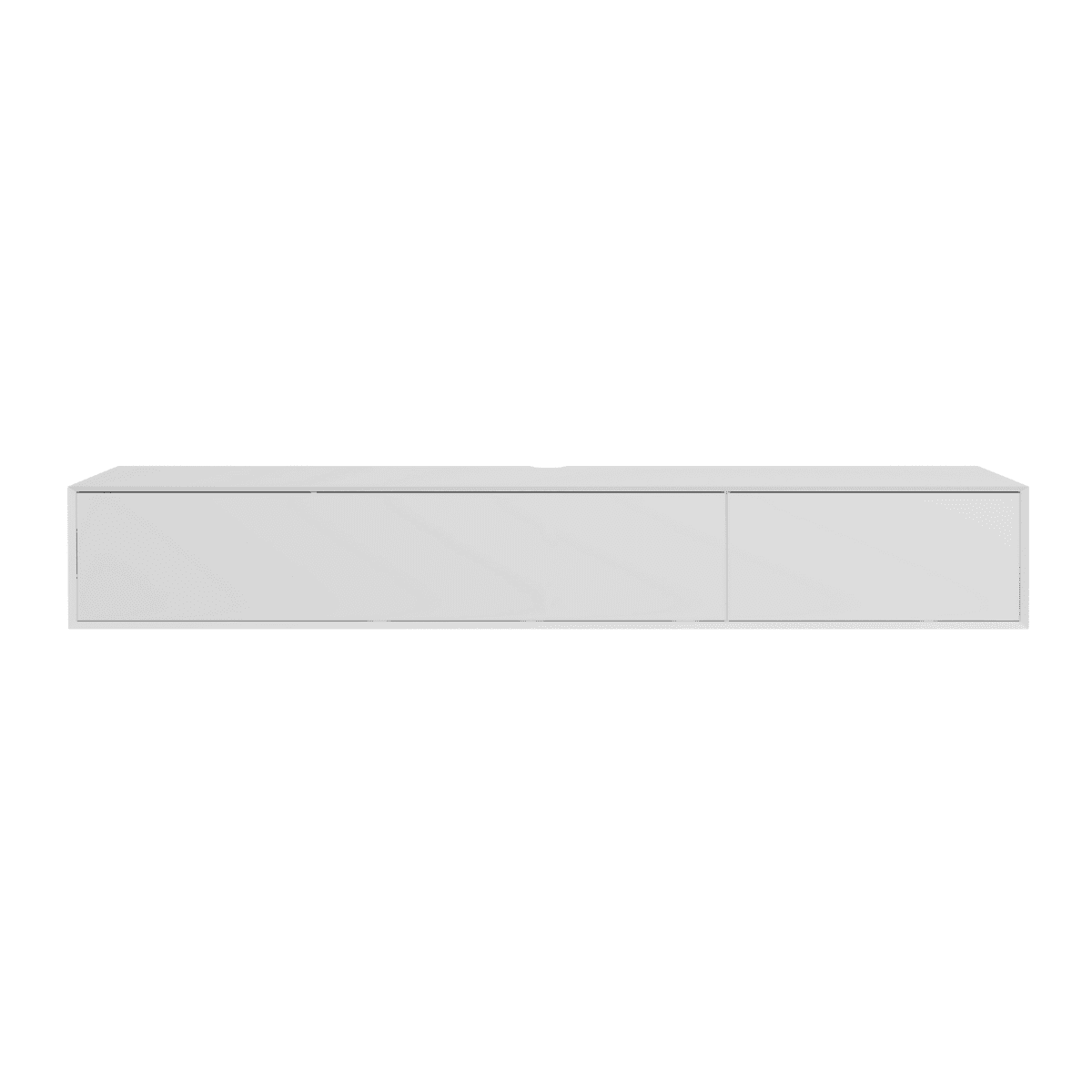 Meuble TV bas 2 abattants L240 cm ORÉLIA - Couleur : Blanc - Panneaux de particules - Calicosy