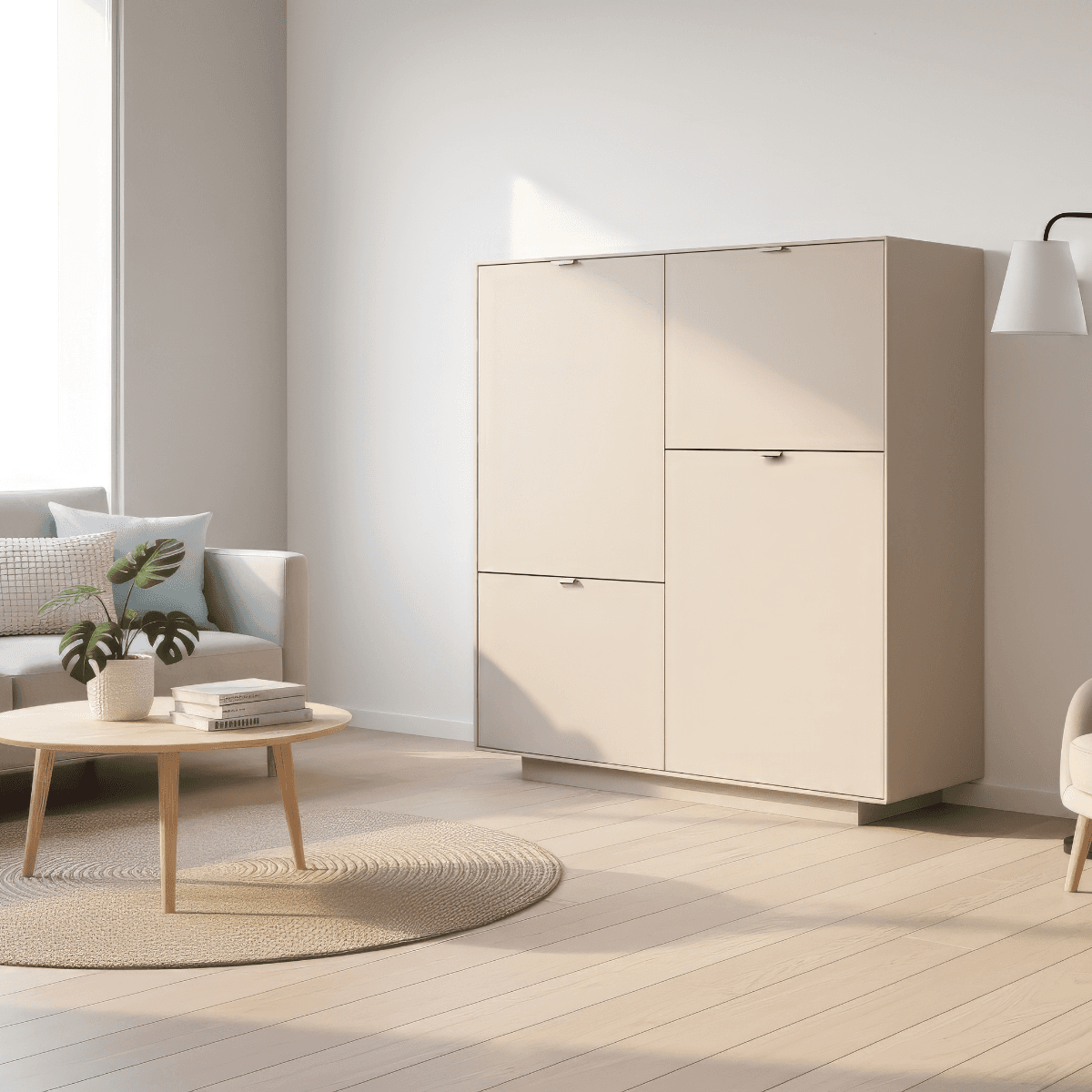 Buffet haut 4 portes décor sable L187 cm VIKA - Calicosy