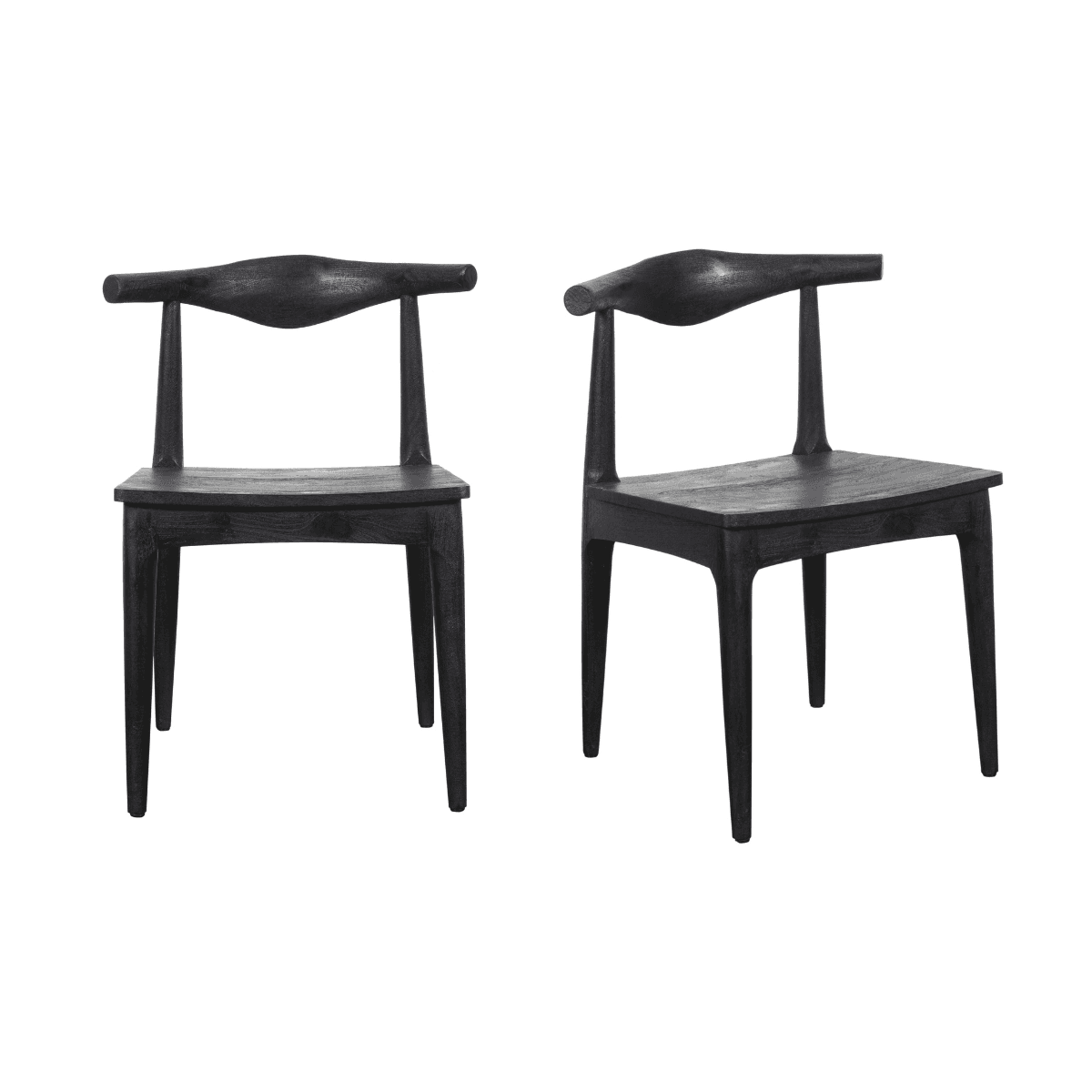 Lot de 2 chaises en acacia massif noir LUCIEN - Bois massif - Calicosy