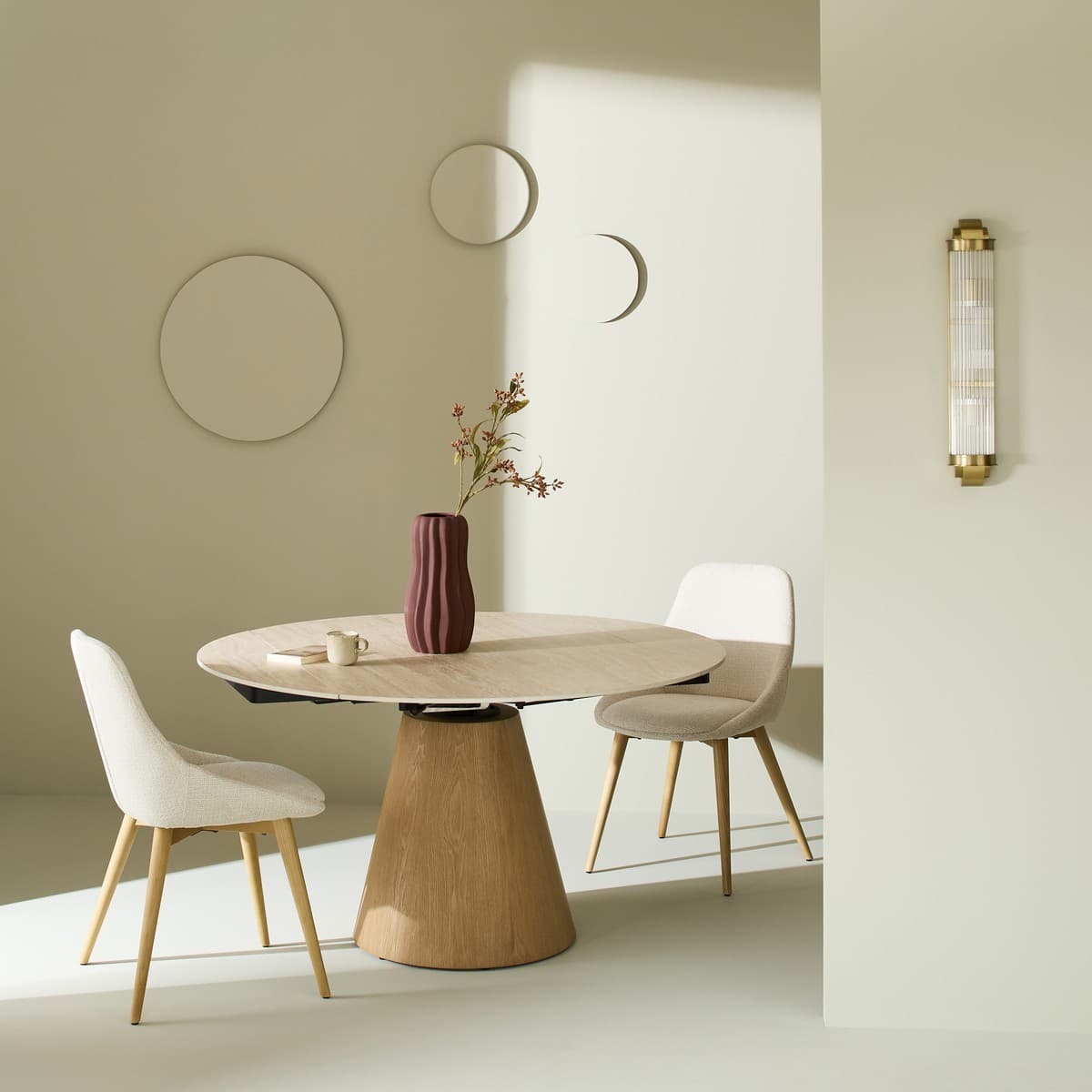 Table en céramique ronde avec allonges LUMIO - Calicosy